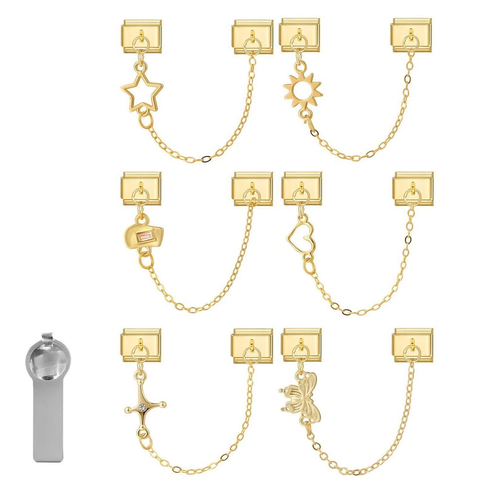 5010 Italian Gold Pendent Duo Charms with Chain, Only Charm 9mm Italian